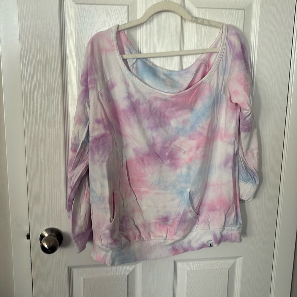 Torrid tie dye off the shoulder long sleeve sweater